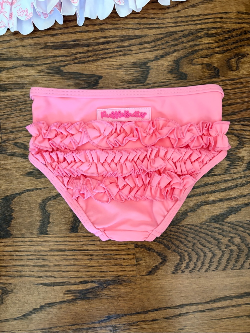 Ruffle Butts Pink Beach-Print Ruffle Rashguard Two-Piece - Picture 2 of 2